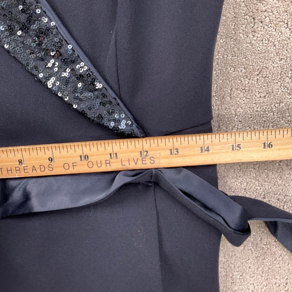 Adrianna Papell Tuxedo Dress Womens 6 Midnight Navy Sequin Luxury Formal Wrap - Picture 9 of 14